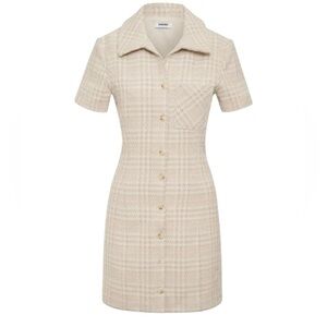 Rumored 'Notting Hill' Beige Glen Plaid Mini Dress 10 New with Tag